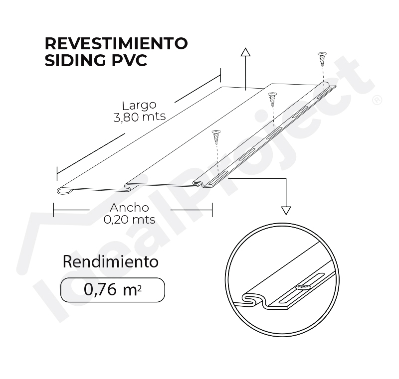 Siding PVC Color Blanco 3,80 metros