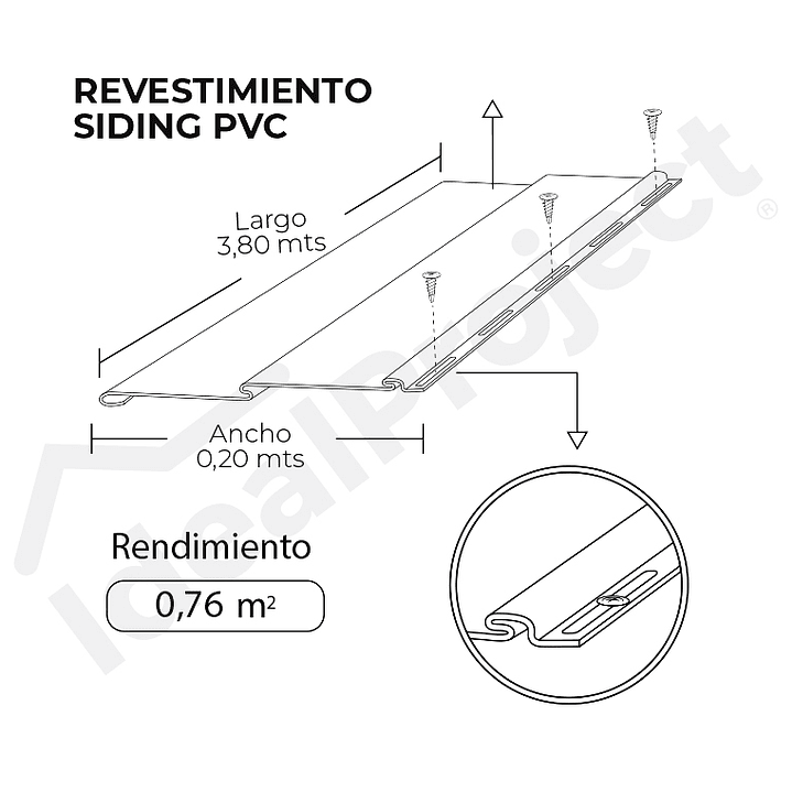 Siding PVC Color Blanco 3,80 metros 4
