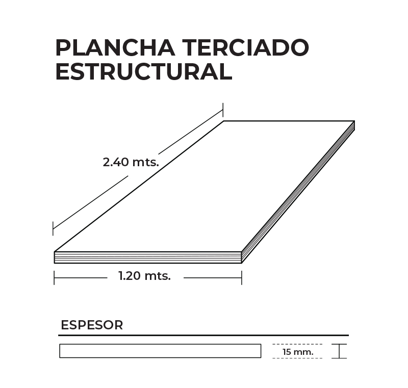 Terciado Estructural 15 mm 1,22x2,44 mts.