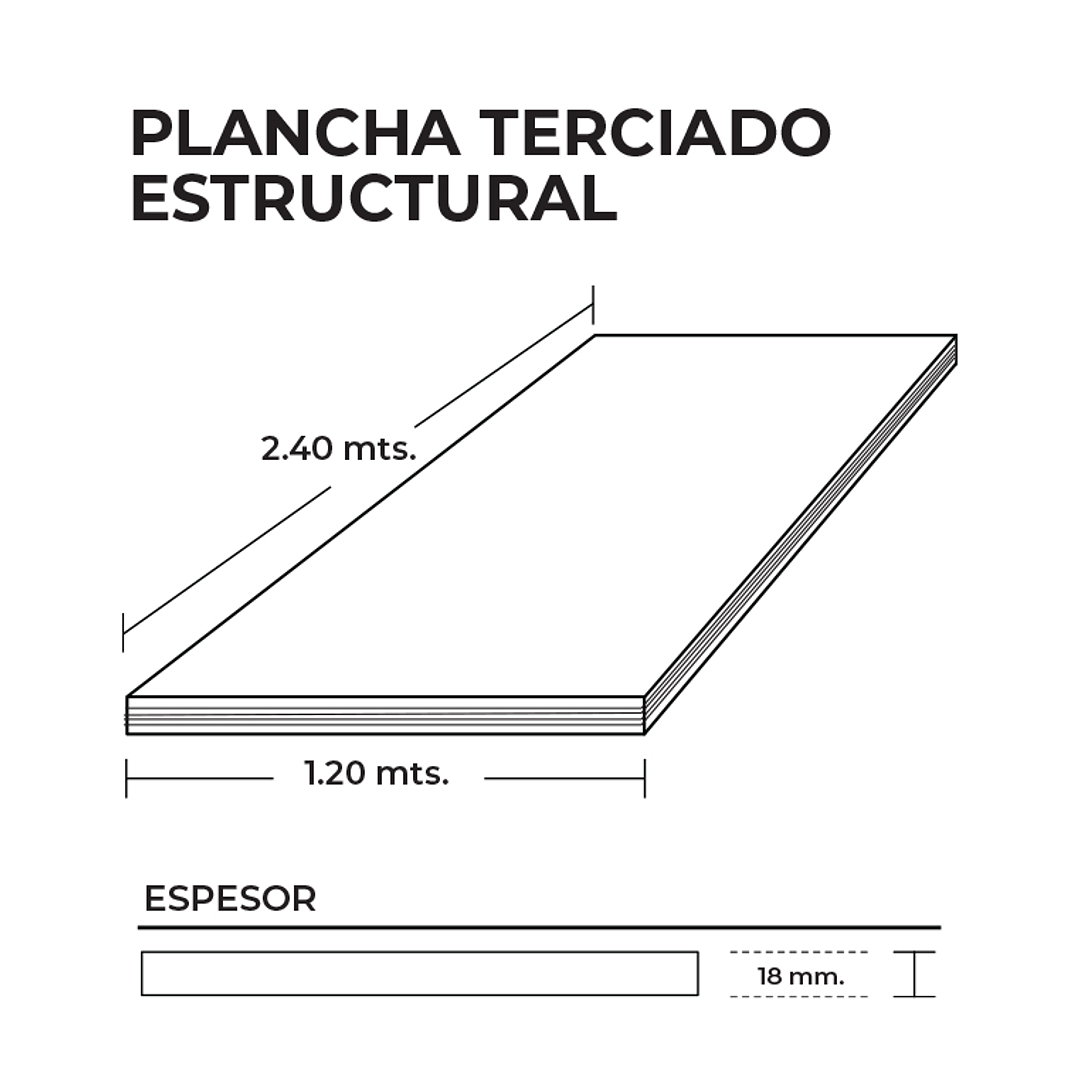 Terciado Estructural 18 mm 1,22x2,44 mts. 2