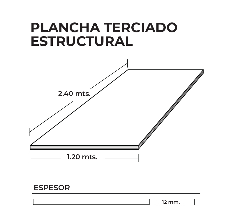 Terciado Estructural 12 mm 1,22x2,44 mts.