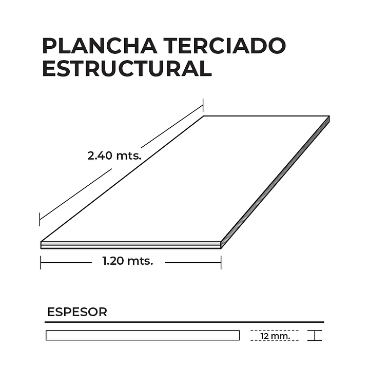 Terciado Estructural 12 mm 1,22x2,44 mts 2