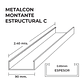 Perfil C 2x4x0,85mm x2,50 Metros Montante Estructural  - Miniatura 3
