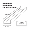 Perfil C 2x3x0,85mm x6 Metros Montante Estructural 