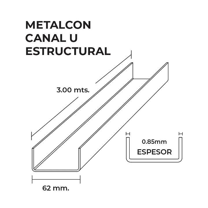 Perfil U 2x3x0,85mm x3,0 Metros Solera Estructural  3