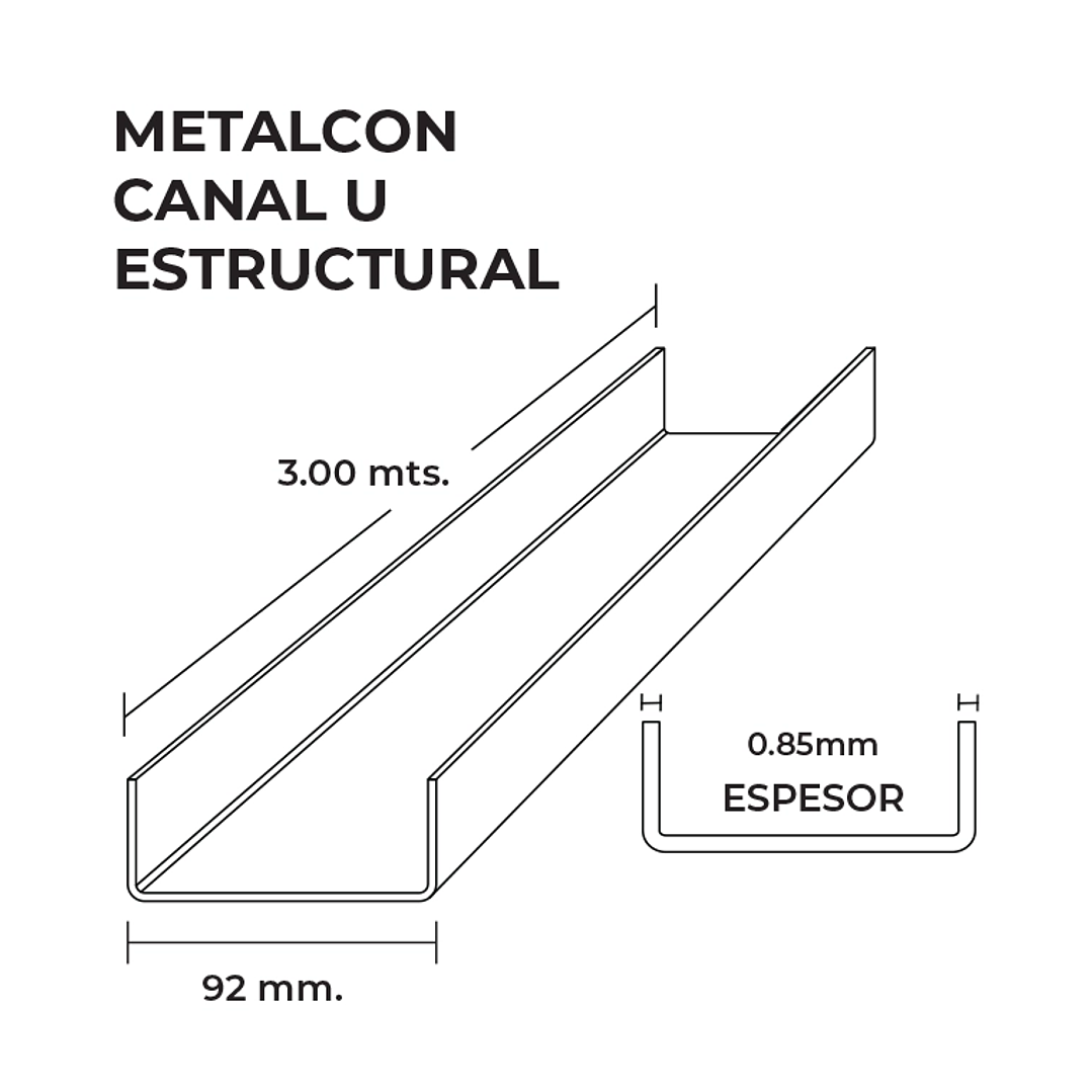 Perfil U 2x4x0,85mmX3,0 Metros Solera Estructural  3
