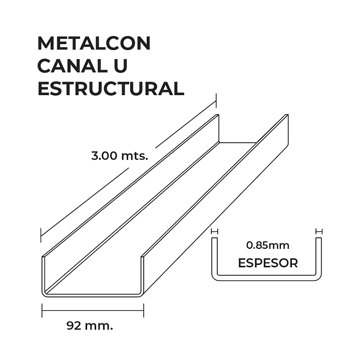 Perfil U 2x4x0,85mmX3,0 Metros Solera Estructural  3