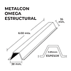 Perfil estructura omega 35x38x15x8x0,85x6 Metros