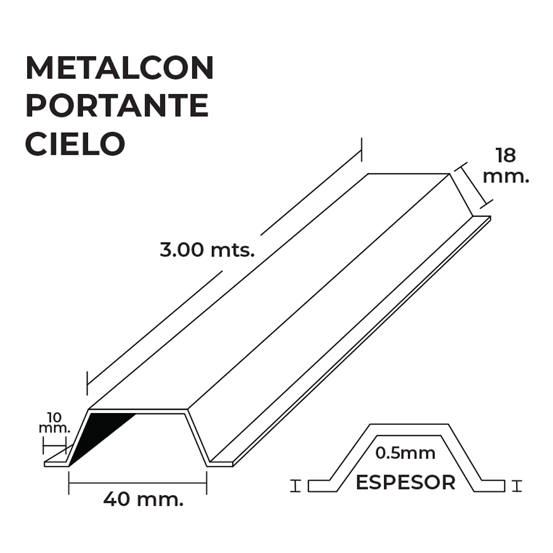 Portante 40R Cielo 40X18X10X0.5X3000 MM 2