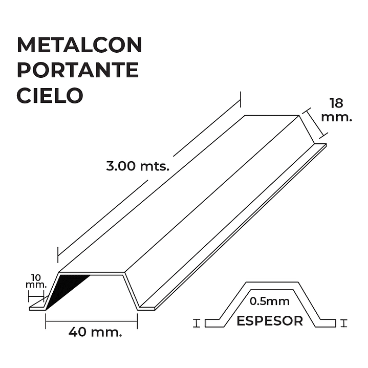 Portante 40R Cielo 40X18X10X0.5X3000 MM 2