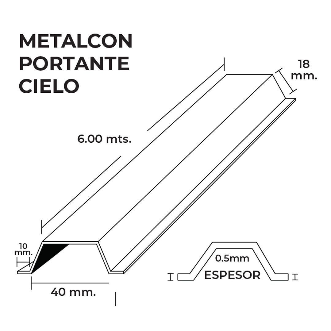 Portante 40R Cielo 40X18X10X0.5X6000 MM 3