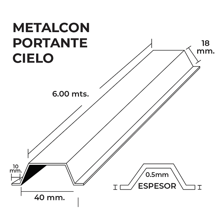 Portante 40R Cielo 40X18X10X0.5X6000 MM 3