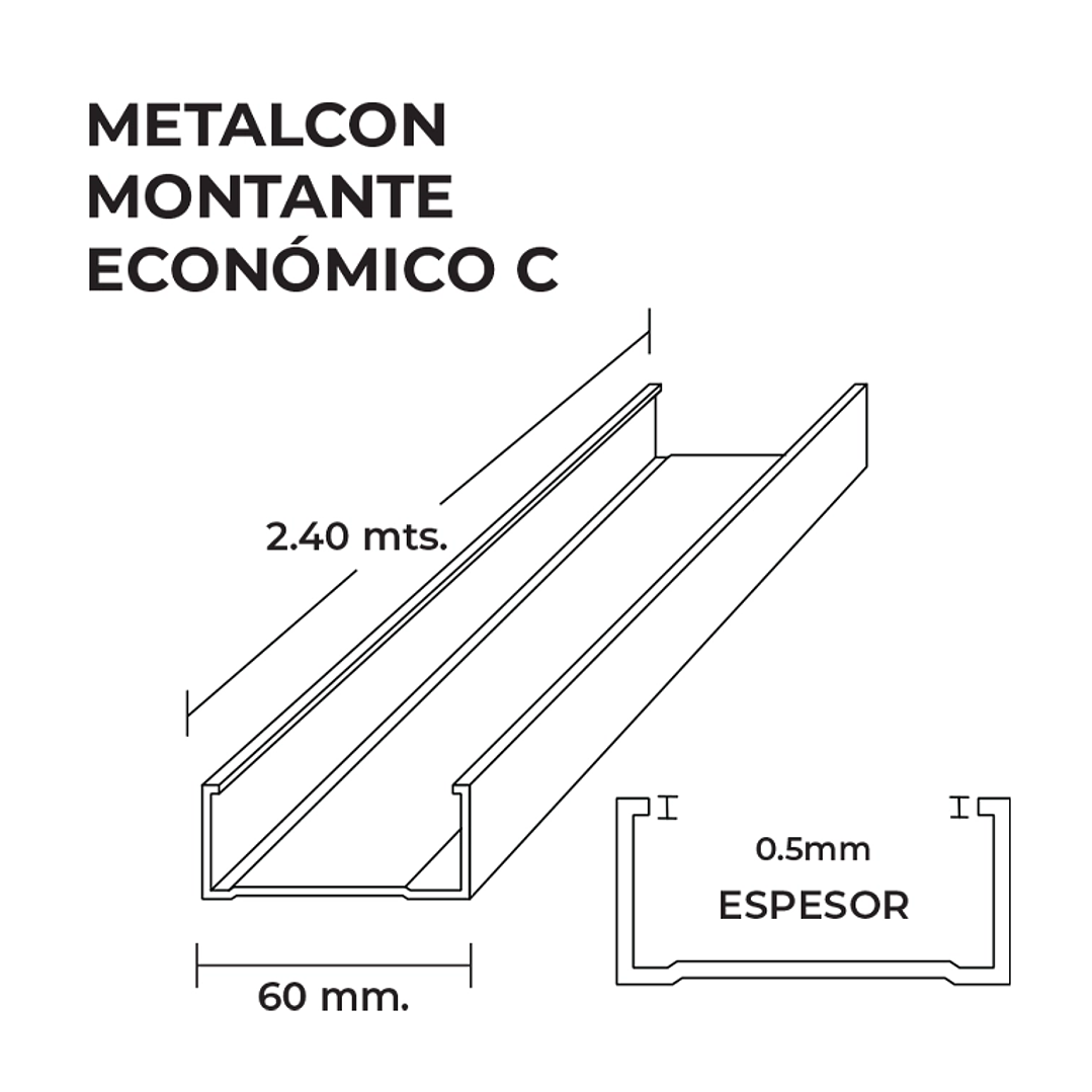 Perfil Montante Tabique 60X0,5MMX2,4 Metros 3