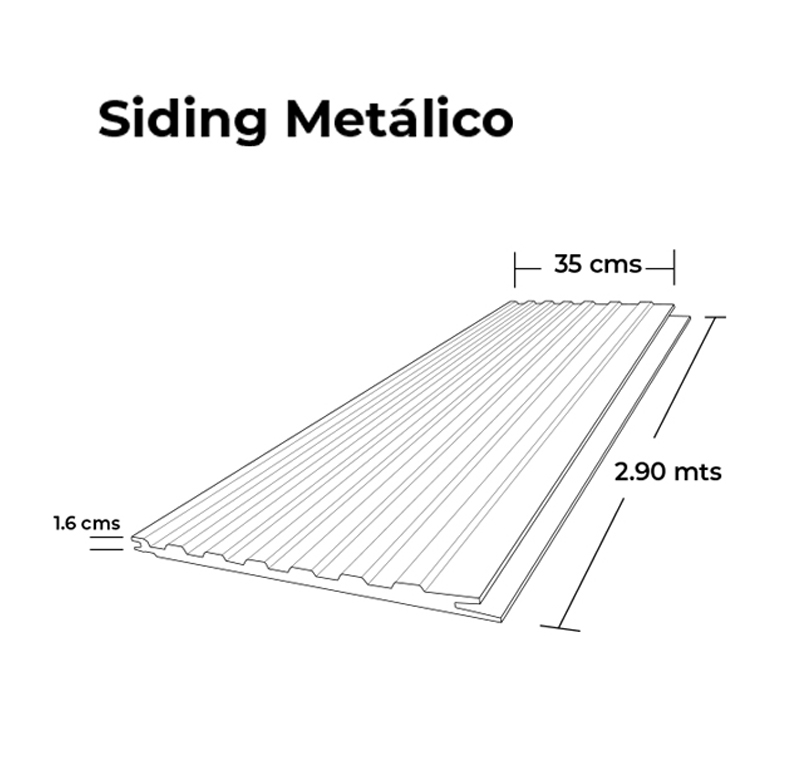 Siding Metálico Negro 0,35x2,90 Mts.