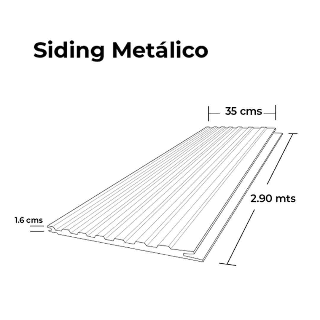 Siding Metálico Negro 0,38x2,90 Mts. 2