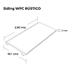 Siding WPC Rústico 2,90x0,16mts. Color Madera
