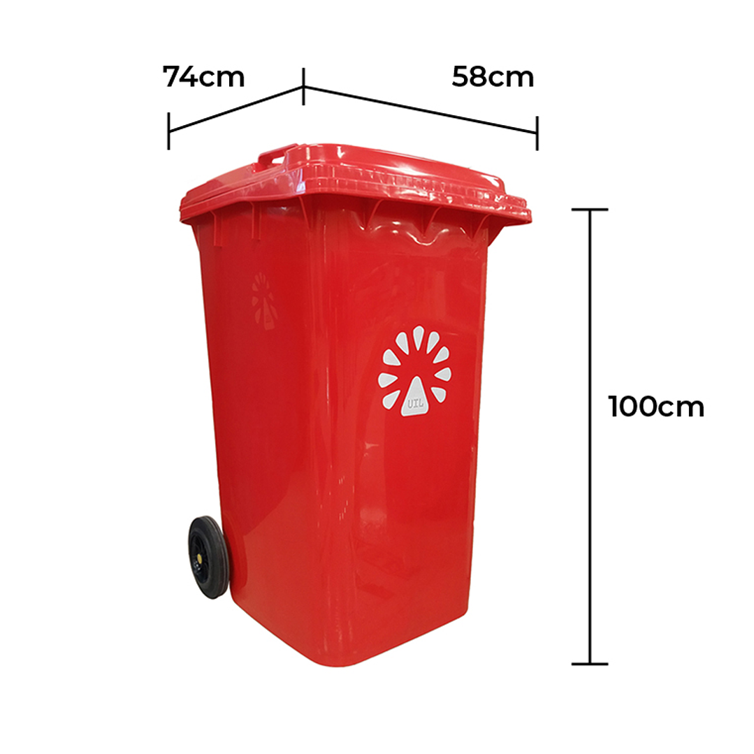 Basurero contenedor 240 Litros Rojo 2