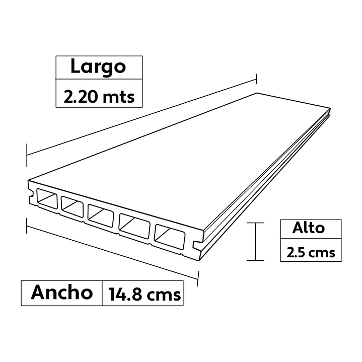 Deck Rústico 148x25x2200 Gris  2