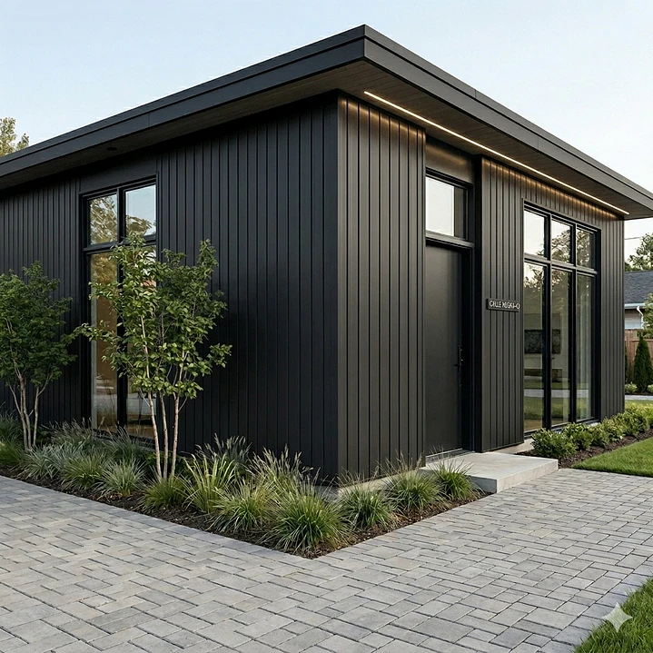 Siding Metálico Color Negro 3 Canales 0,38x2,90 Mts. 2