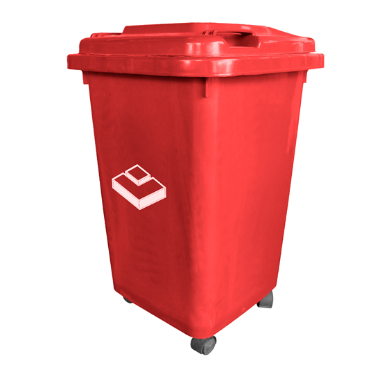 BASURERO FRANKFURT 50LT C/TAPA ROJO