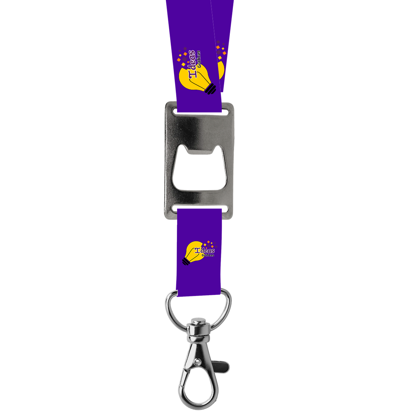 Lanyard 2,5 cm con destapador y mosquetón 1
