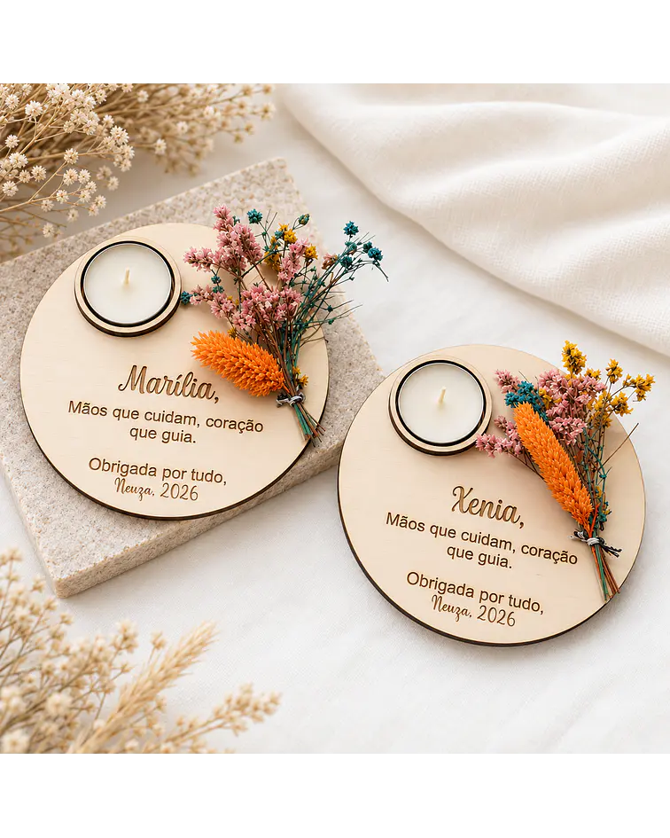 Lembrança Personalizada com Vela e Flores Secas