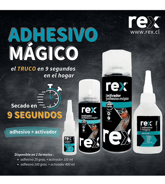 Rex Adhesivo Magico, Frasco 25 gr - Spray 100 ml