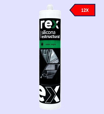 12x Rex Silicona Estructural Negra