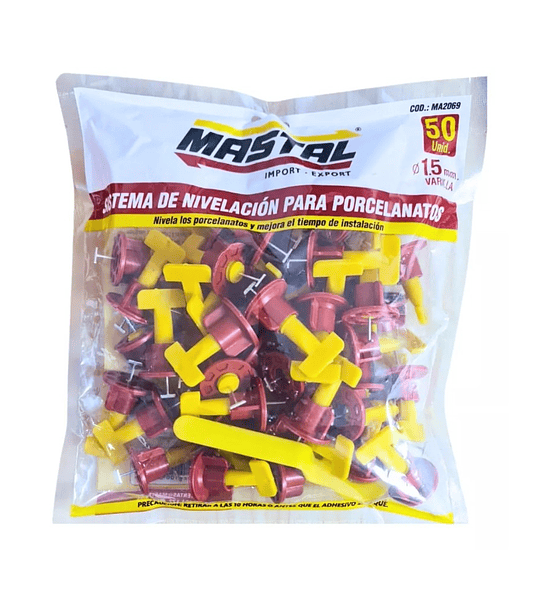 Nivelador Porcelanato Mastal 1,5 Mm Varilla 50u
