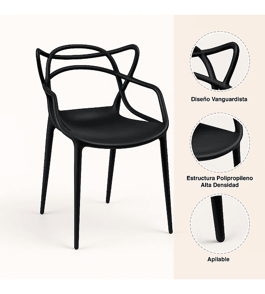 Silla de Terraza Exterior o comedor Master - Negra