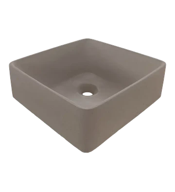 Lavamanos Cuadrado de Hormigón Sobre Cubierta - MARRON