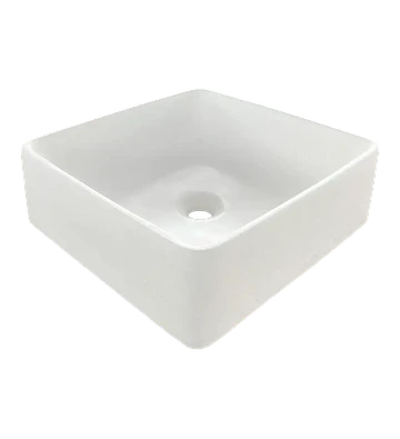 Lavamanos Cuadrado de Hormigón Sobre Cubierta - BLANCO