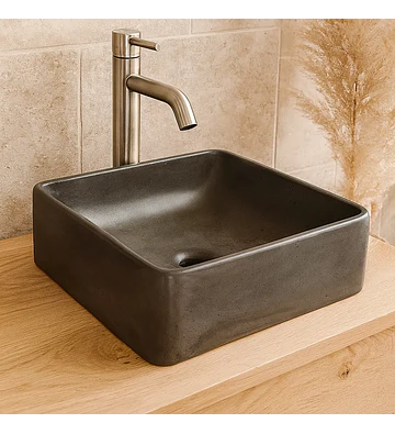 Lavamanos Cuadrado de Hormigón Sobre Cubierta