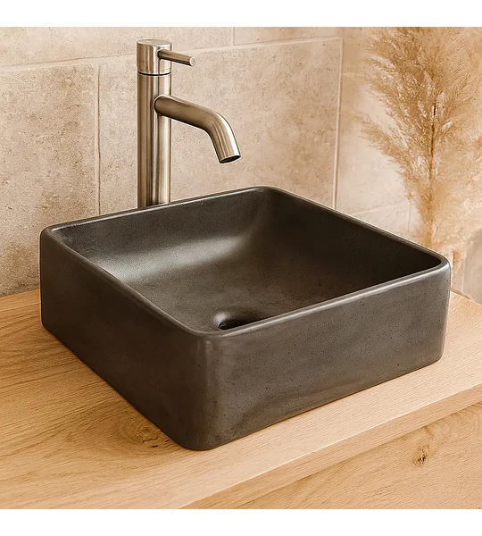 Lavamanos Cuadrado de Hormigón Sobre Cubierta