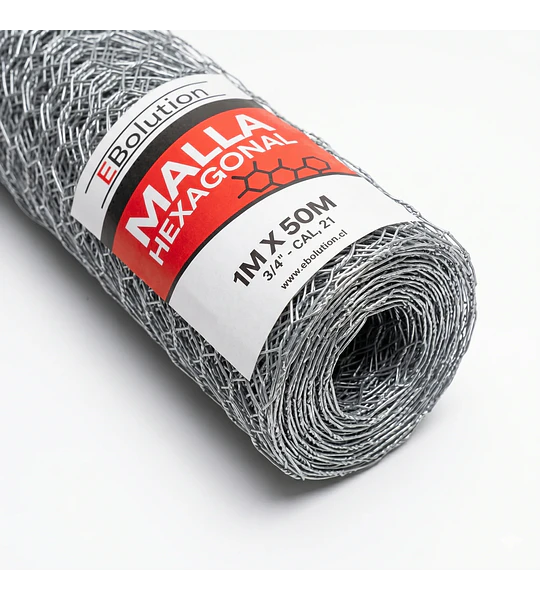 Malla Hexagonal 1,0m x 50m (3/4" - Cal, 21)