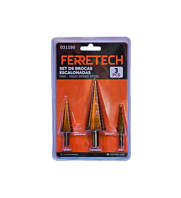 Set Broca Escalonada HSS 3 pcs (4–12 mm / 4–20 mm / 4–32 mm)