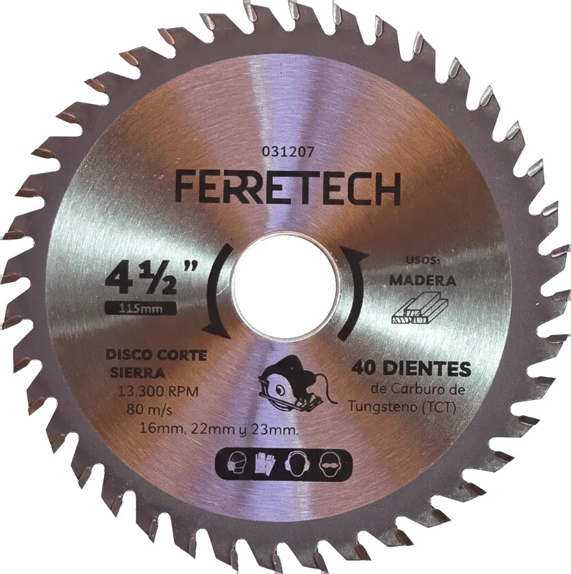 Disco de Corte TCT para Madera 4 1/2″ 40 Dientes (40T)