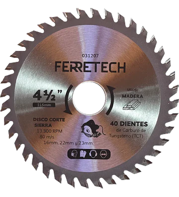 Disco de Corte TCT para Madera 4 1/2″ 40 Dientes (40T)