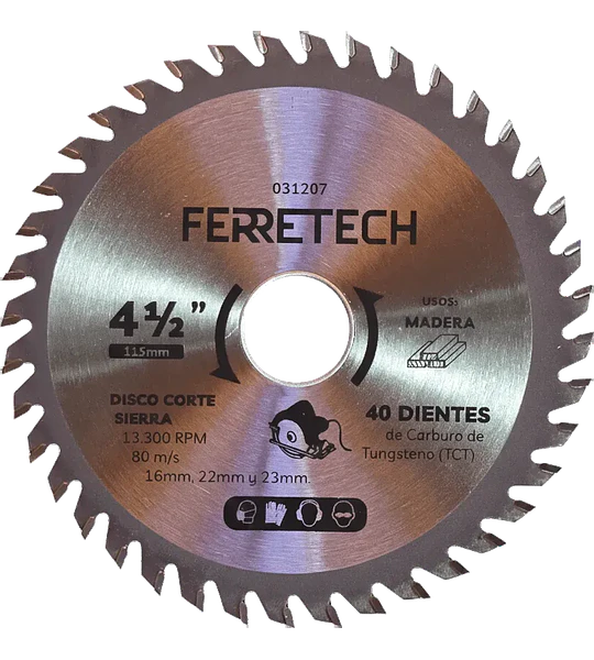 Disco de Corte TCT para Madera 4 1/2″ 40 Dientes (40T)