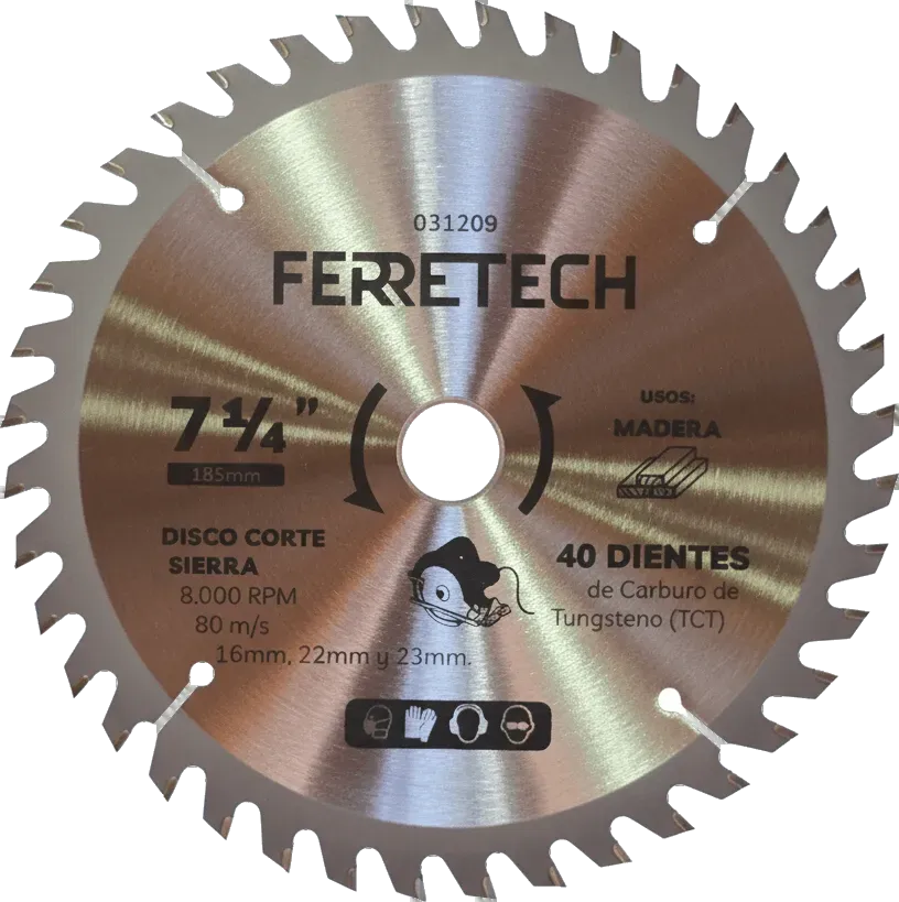 Disco de Corte TCT para Madera 7 1/4″ 40 Dientes (40T)