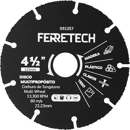 Disco de Corte Multipropósito de Carburo de Tungsteno 4 1/2″