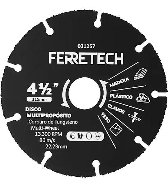 Disco de Corte Multipropósito de Carburo de Tungsteno 4 1/2″