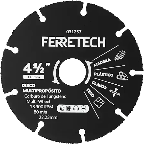 Disco de Corte Multipropósito de Carburo de Tungsteno 4 1/2″
