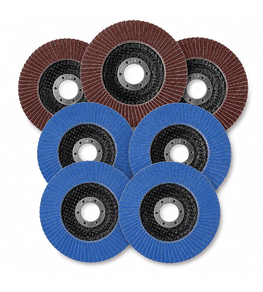 Pack 7 Discos Traslapados 4 1/2” Granos 40, 60, 80 y 100 – Óxido de Aluminio y Zirconio
