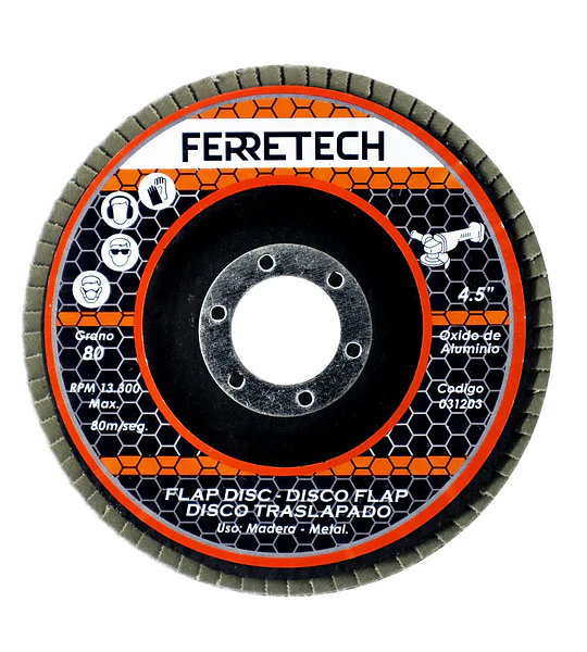 Pack 7 Discos Traslapados 4 1/2” Granos 40, 60, 80 y 100 – Óxido de Aluminio y Zirconio