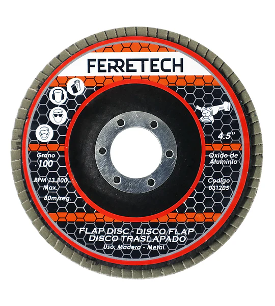 Pack 7 Discos Traslapados 4 1/2” Granos 40, 60, 80 y 100 – Óxido de Aluminio y Zirconio