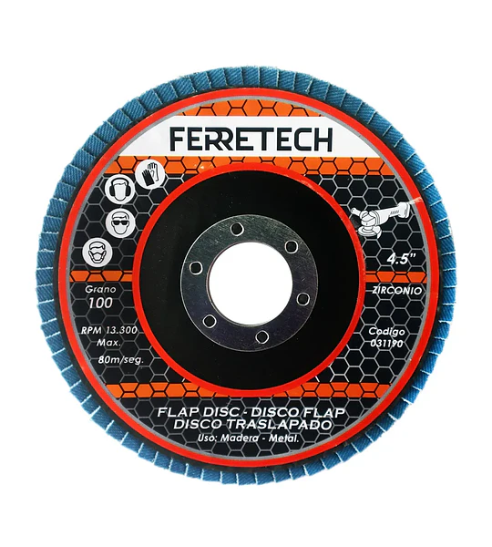 Pack 7 Discos Traslapados 4 1/2” Granos 40, 60, 80 y 100 – Óxido de Aluminio y Zirconio