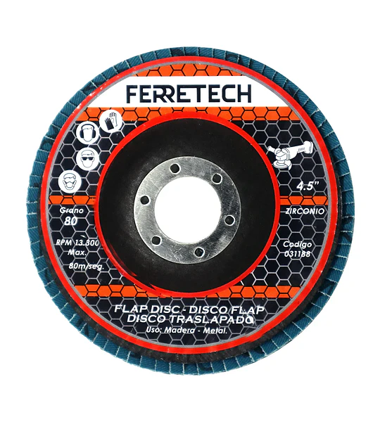 Pack 7 Discos Traslapados 4 1/2” Granos 40, 60, 80 y 100 – Óxido de Aluminio y Zirconio
