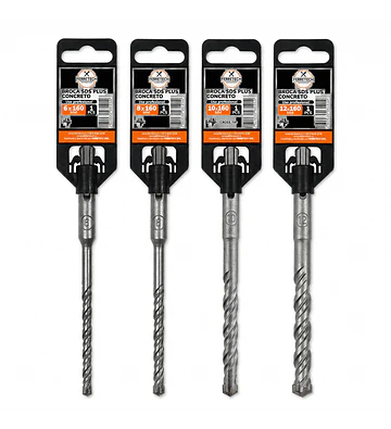 Set 4 Brocas SDS Plus 4 Widias 6, 8, 10 y 12 mm