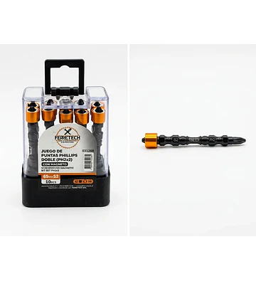 Set 10 Puntas Dobles PH2 65 mm S2 con Magneto